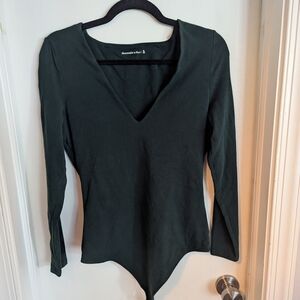 Abercrombie & Fitch Dark Green V-Neck Bodysuit